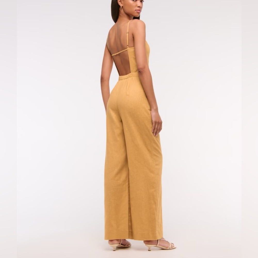 Linen-Blend Apron Jumpsuit